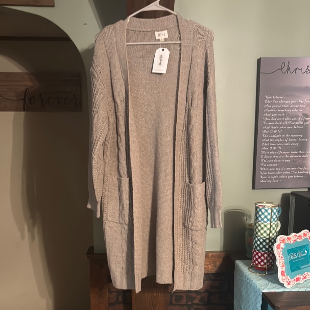 BiBi Cream Cardigan Sweater Lightweight Knit Duster